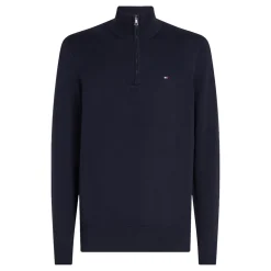 Tommy Hilfiger Essential Cotton Zip Mock - Navy