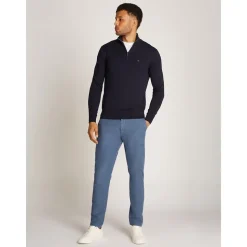 Tommy Hilfiger Essential Cotton Zip Mock - Navy