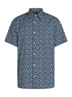 Tommy Hilfiger Flex Poplin Palm Shirt - Navy