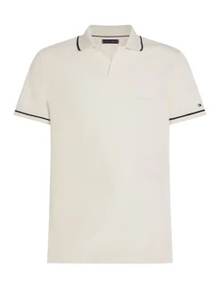 Tommy Hilfiger Open Collar Tipped Polo - Stone
