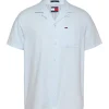 Tommy Jeans Classic Linen Cuban Collar Shirt - Blue