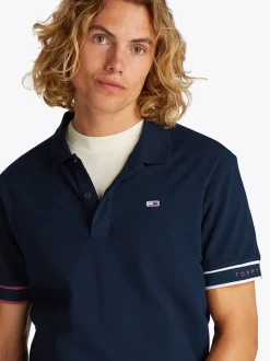 Tommy Jeans Flag Cuff Polo - Navy
