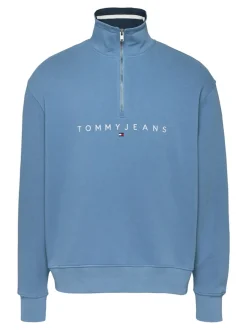 Tommy Jeans Linear Quarter Zip Sweatshirt - Blue