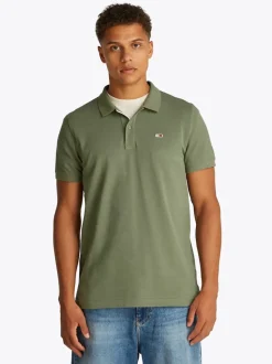 Tommy Jeans Slim Placket Stripe Polo - Green