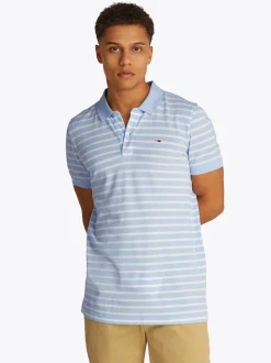 Tommy Jeans Slim Placket Stripe Polo - Blue