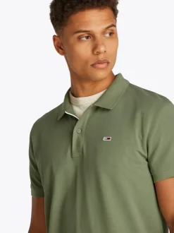 Tommy Jeans Slim Placket Stripe Polo - Green