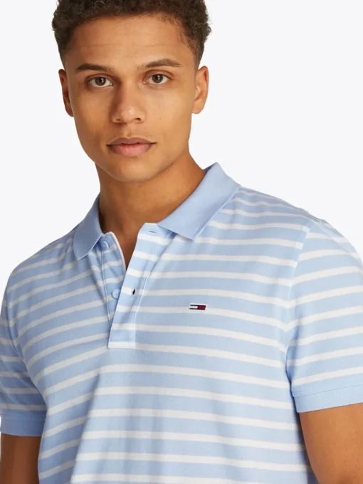 Tommy Jeans Slim Placket Stripe Polo - Blue