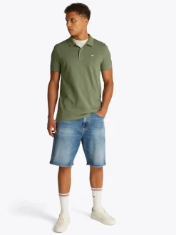 Tommy Jeans Slim Placket Stripe Polo - Green