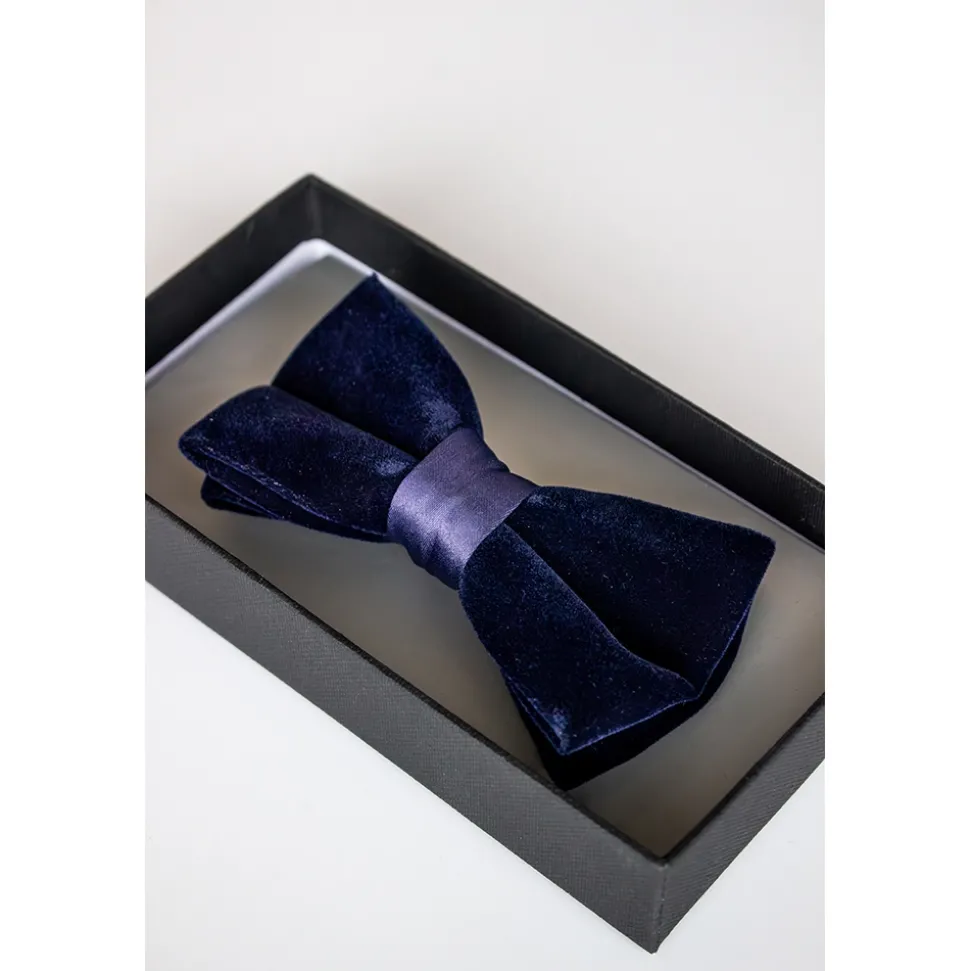 Zazzi Velvet Bow Tie - Navy