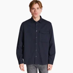 AX ARMANI Chest Pocket Stretch Overshirt - Navy