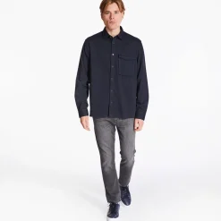 AX ARMANI Chest Pocket Stretch Overshirt - Navy