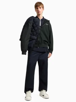 AX ARMANI Collar Zip Logo Detail Polo - Navy