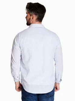 AX ARMANI Cotton Dyes Seersucker Shirt - Blue