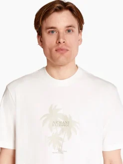 AX ARMANI Palm Tree T-Shirt - Stone