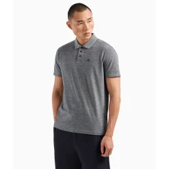 AX ARMANI Two Tone Pique Polo - Navy