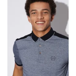AX ARMANI Two Tone Tipped Polo - Navy