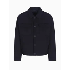 AX ARMANI Wool Bomber Jacket - Navy