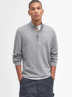 Barbour Pima Cotton Quarter Zip Knit - Grey