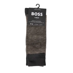 Boss 2 Pack Cotton Yarn Effect Socks - Black