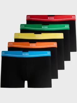 Boss 5 Pack Rainbow Trunks - Black