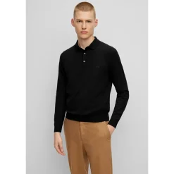 Boss Bono L Virgin Wool Polo Sweater - Black