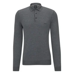 Boss Bono L Virgin Wool Polo Sweater - Grey