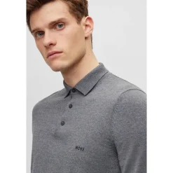 Boss Bono L Virgin Wool Polo Sweater - Grey