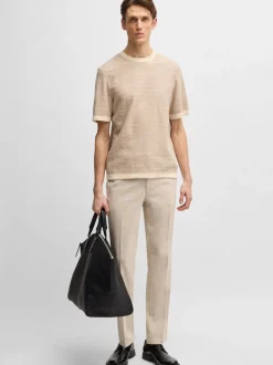 Boss C-Kane Linen Trousers - Stone