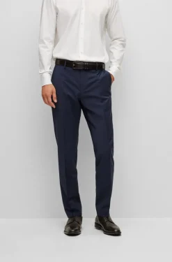Boss H Genius Slim Fit Suit Trousers- Navy