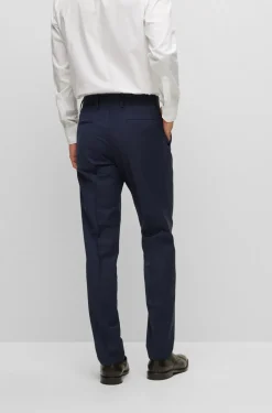 Boss H Genius Slim Fit Suit Trousers- Navy