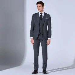 Boss H Genius Slim Fit Suit Trousers- Charcoal