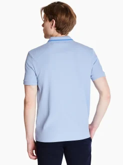 Boss Palle Tape Rib Open Neck Polo - Blue