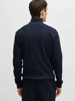 Boss Structured Quarter Zip Sweatshirt - Blue