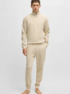 Boss Structured Quarter Zip Sweatshirt - Stone