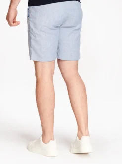 Boss Tapered Textured Linen Shorts - Blue