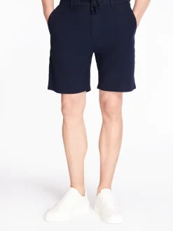 Boss Tapered Textured Linen Shorts - Blue