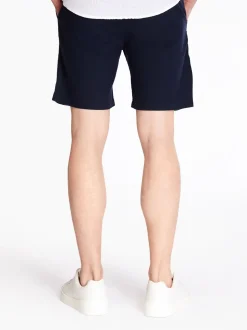 Boss Tapered Textured Linen Shorts - Blue