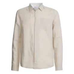 Calvin Klein Cotton Linen Chest Pocket Shirt - Stone