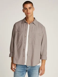 Calvin Klein Jeans Chambray Overshirt - Stone