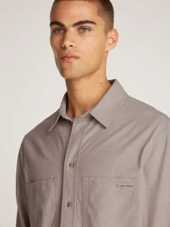 Calvin Klein Jeans Chambray Overshirt - Stone