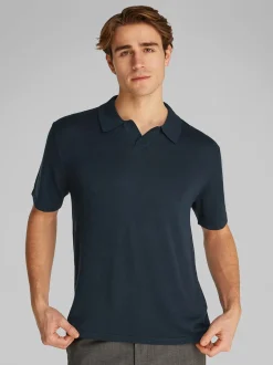 Calvin Klein Linen Open Collar Knit - Navy