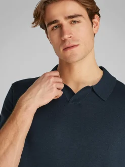 Calvin Klein Linen Open Collar Knit - Navy