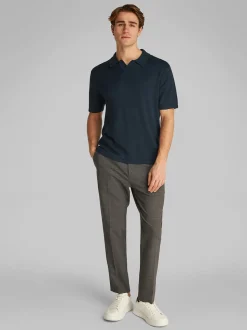 Calvin Klein Linen Open Collar Knit - Navy