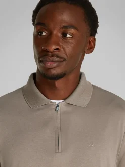 Calvin Klein Liquid Touch Welt Zip Polo - Grey