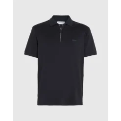 Calvin Klein Smooth Cotton Welt Zip Polo - Black