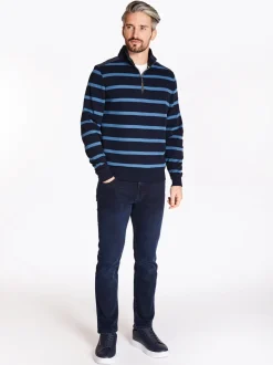 Club 1879 Leinster Half Zip Stripe Sweatshirt - Navy
