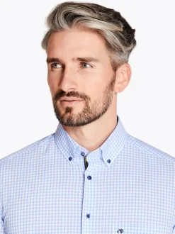 Club 1879 Leinster Small Check Shirt - Blue