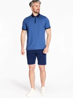 Club 1879 Zip Striped Polo Shirt - Navy