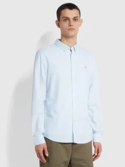 Farah Brewer Slim Fit Stripe Shirt - Blue