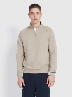Farah Jim Quarter Zip Sweat - Brown